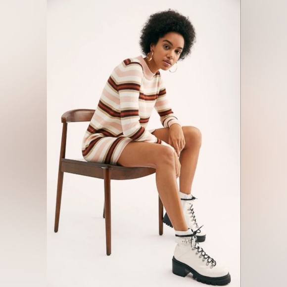 Free People Falling for you Striped Knit Mini DressSize XS GUC - Picture 2 of 6